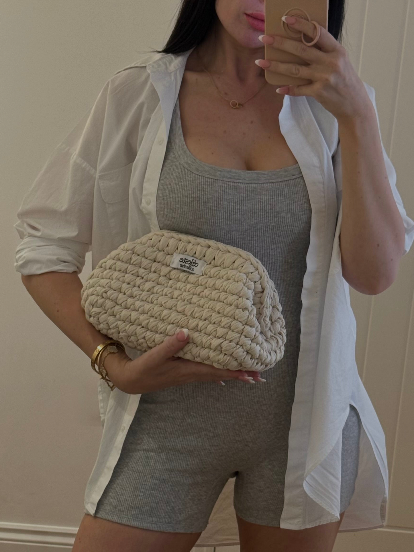 Cindy Handmade Clutch - Oatmeal