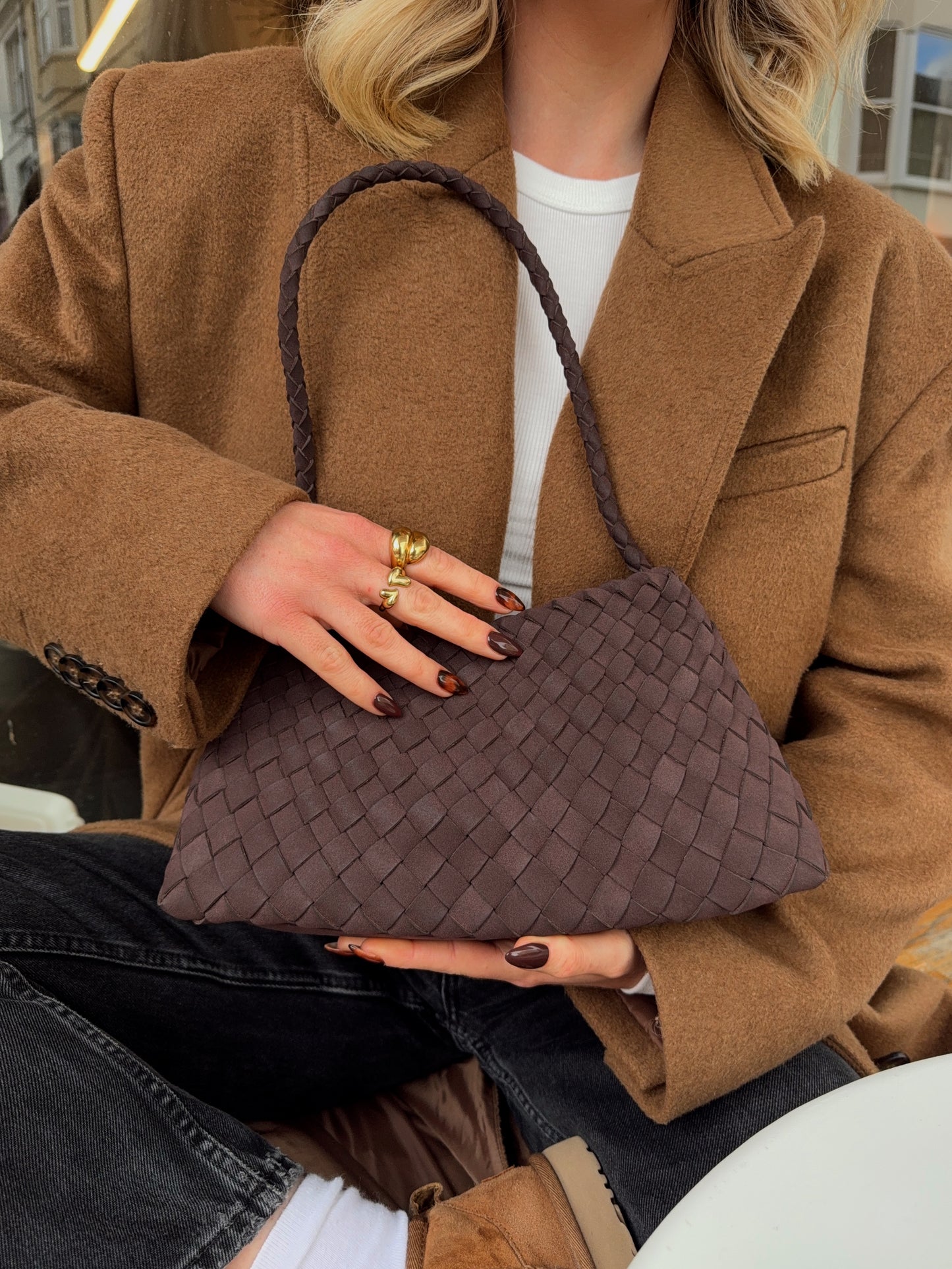 India Moon Bag - Suede Cocoa